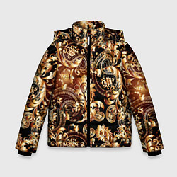 Куртка зимняя для мальчика Пейсли золотые узоры, цвет: 3D-светло-серый