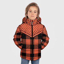 Куртка зимняя для мальчика Стёжка: рыжая клетка, цвет: 3D-светло-серый — фото 2