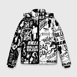 Куртка зимняя для мальчика Billie Eilish чернобелые битва лого, цвет: 3D-черный