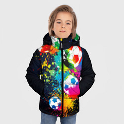 Куртка зимняя для мальчика Разноцветные футбольные мячи, цвет: 3D-красный — фото 2