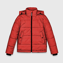 Куртка зимняя для мальчика Мелкие снежинки паттерн красный, цвет: 3D-светло-серый