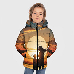 Куртка зимняя для мальчика Мать и дитя на закате, цвет: 3D-черный — фото 2