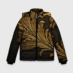 Куртка зимняя для мальчика Золотые узоры листья объемные, цвет: 3D-светло-серый