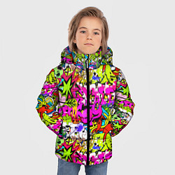 Куртка зимняя для мальчика Цветное граффити, цвет: 3D-красный — фото 2