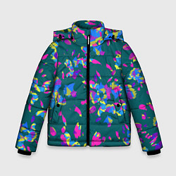Куртка зимняя для мальчика Абстрактные лепестки, цвет: 3D-черный