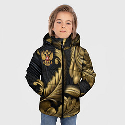 Куртка зимняя для мальчика Золотой узор и герб России, цвет: 3D-красный — фото 2