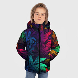 Куртка зимняя для мальчика Яркие абстрактные листья, цвет: 3D-светло-серый — фото 2