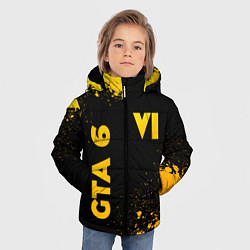 Куртка зимняя для мальчика GTA 6 - gold gradient вертикально, цвет: 3D-черный — фото 2