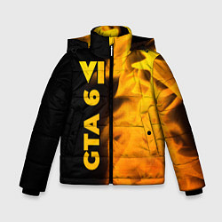 Куртка зимняя для мальчика GTA 6 - gold gradient по-вертикали, цвет: 3D-черный