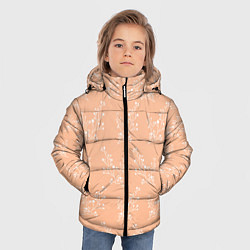 Куртка зимняя для мальчика Белые ветки на персиковом фоне, цвет: 3D-черный — фото 2