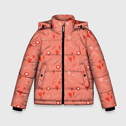 Куртка зимняя для мальчика Love heart message pattern, цвет: 3D-светло-серый