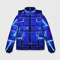 Куртка зимняя для мальчика Синие плиты с неоном, цвет: 3D-красный