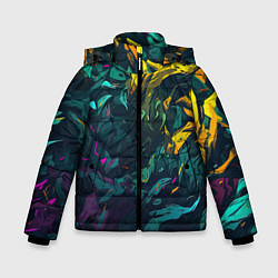 Куртка зимняя для мальчика Абстрактный камуфляж в кислотных абстрактных пятна, цвет: 3D-светло-серый