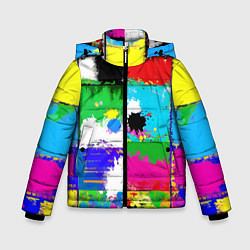 Куртка зимняя для мальчика Абстракция - пэчворк, цвет: 3D-красный