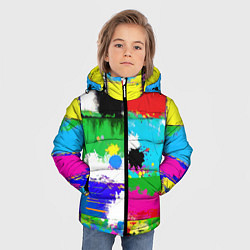Куртка зимняя для мальчика Абстракция - пэчворк, цвет: 3D-красный — фото 2