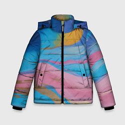 Куртка зимняя для мальчика Жидкая синяя и розовая краска, цвет: 3D-черный