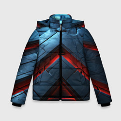 Куртка зимняя для мальчика Объемная плитка с красным свечением, цвет: 3D-черный