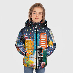 Куртка зимняя для мальчика Новогодний ночной город, цвет: 3D-светло-серый — фото 2