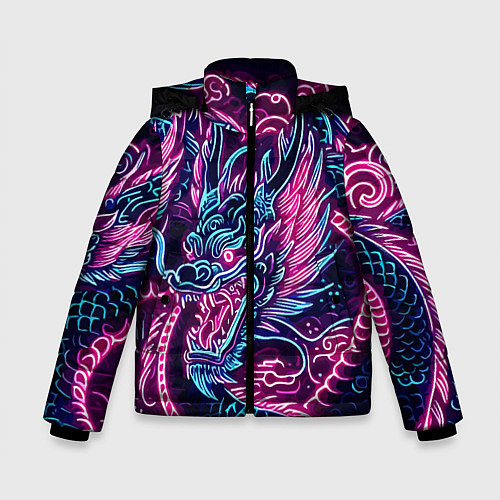 Зимняя куртка для мальчика Neon Japanese dragon - irezumi / 3D-Красный – фото 1