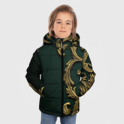 Куртка зимняя для мальчика Лепнина золотые узоры на зеленой ткани, цвет: 3D-красный — фото 2