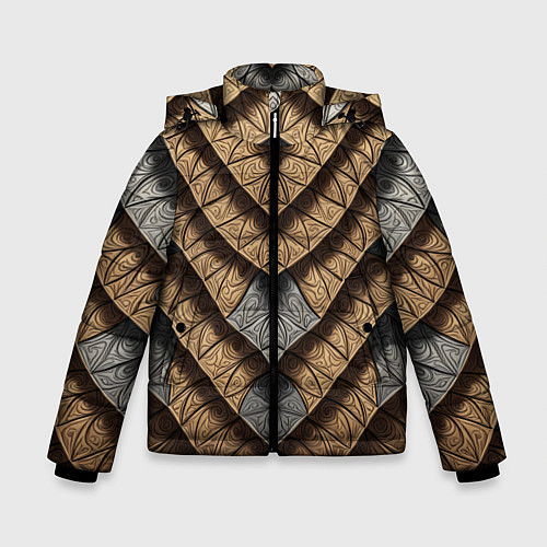 Зимняя куртка для мальчика Броненосец / 3D-Светло-серый – фото 1