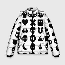 Куртка зимняя для мальчика Love death robots pattern white, цвет: 3D-черный