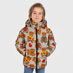 Куртка зимняя для мальчика Мишки в свитерах и сердечки, цвет: 3D-черный — фото 2