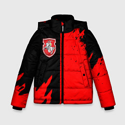 Куртка зимняя для мальчика Белоруссия краски текстура, цвет: 3D-черный