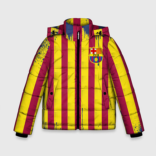 Зимняя куртка для мальчика Полосатые цвета футбольного клуба Барселона / 3D-Красный – фото 1