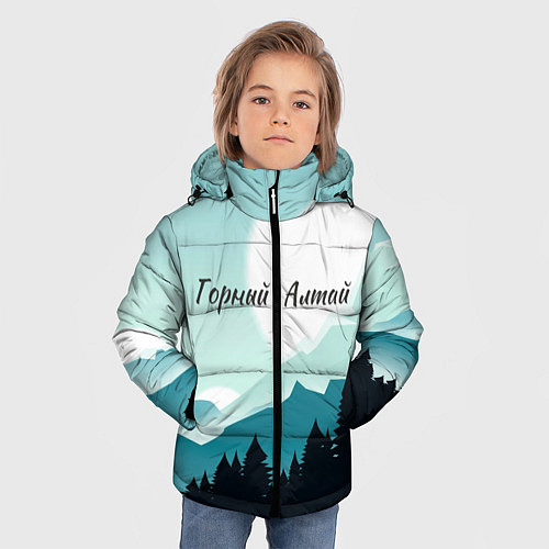 Зимняя куртка для мальчика Горный Алтай пейзаж / 3D-Светло-серый – фото 3