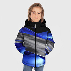 Куртка зимняя для мальчика Серебряная вставка на синей абстракции, цвет: 3D-светло-серый — фото 2