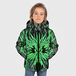 Куртка зимняя для мальчика Камень и зелёные кристаллы, цвет: 3D-черный — фото 2