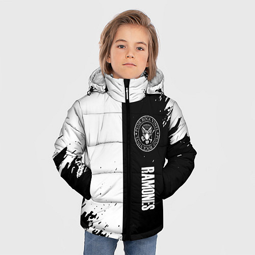 Зимняя куртка для мальчика Ramones краски абстракция / 3D-Светло-серый – фото 3