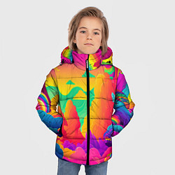 Куртка зимняя для мальчика Яркие краски перетекают в радугу, цвет: 3D-черный — фото 2