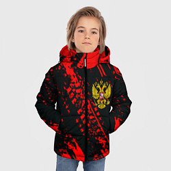 Куртка зимняя для мальчика Герб РФ краски текстура, цвет: 3D-черный — фото 2