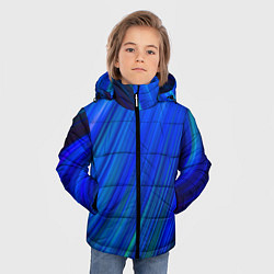 Куртка зимняя для мальчика Неоновые синии линии, цвет: 3D-светло-серый — фото 2