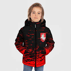 Куртка зимняя для мальчика Герб Белоруссии краски красные, цвет: 3D-черный — фото 2