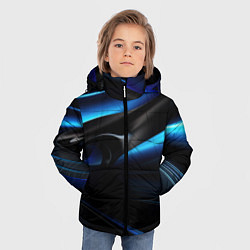 Куртка зимняя для мальчика Черная и синяя геометрическая абстракция, цвет: 3D-светло-серый — фото 2