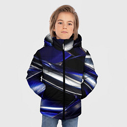 Куртка зимняя для мальчика Синие и серебреные абстрактные полосы, цвет: 3D-светло-серый — фото 2