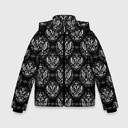 Зимняя куртка для мальчика Греб России в черно-белом стиле
