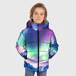 Куртка зимняя для мальчика Северное сияние на природе ai art, цвет: 3D-светло-серый — фото 2