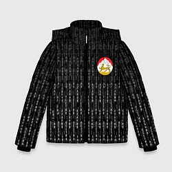Куртка зимняя для мальчика Осетия Алания герб на спине, цвет: 3D-черный