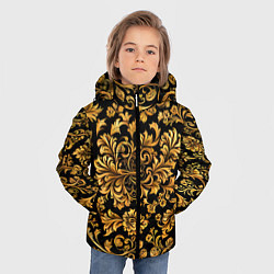 Куртка зимняя для мальчика Желтые узоры хохломские, цвет: 3D-черный — фото 2