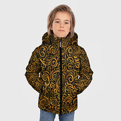 Куртка зимняя для мальчика Золотые узоры завитки, цвет: 3D-светло-серый — фото 2