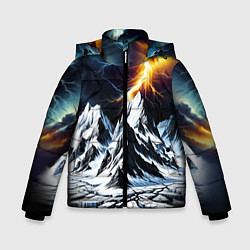 Куртка зимняя для мальчика Молнии и горы, цвет: 3D-светло-серый