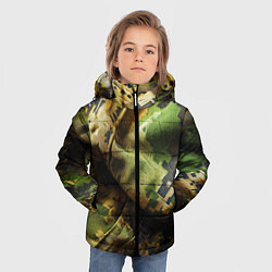 Куртка зимняя для мальчика Реалистичный камуфляж на ткани, цвет: 3D-красный — фото 2