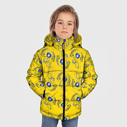 Куртка зимняя для мальчика Узор - цветы гжель на желтом фоне, цвет: 3D-светло-серый — фото 2