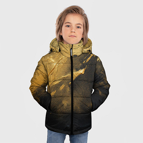 Зимняя куртка для мальчика Золотое напыление на черном / 3D-Светло-серый – фото 3