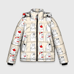 Куртка зимняя для мальчика Смешные мемы паттерн, цвет: 3D-черный