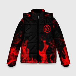 Куртка зимняя для мальчика Linkin Park красный огонь лого, цвет: 3D-черный